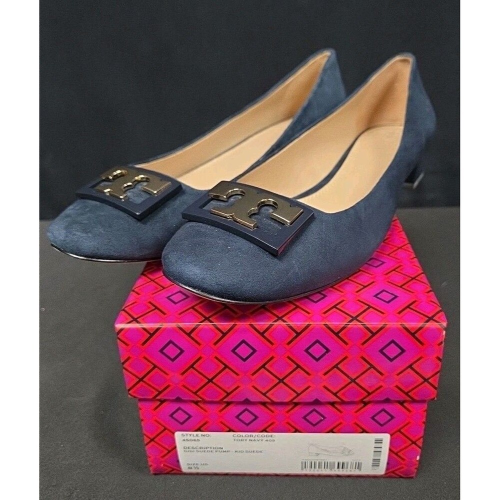 TORY BURCH NIB Women Size 8.5 M Navy Gigi Suede Pumps